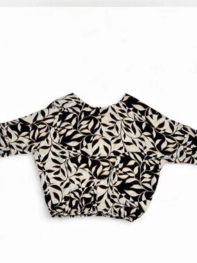 3rd & Malt Abstract Leaf Print Blouse Black & White Small